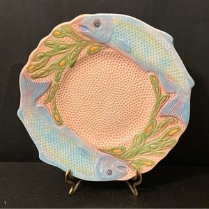 Melba Ware Fish Majolica Plate H. Wain & Sons Ltd Longston 10” VTG England